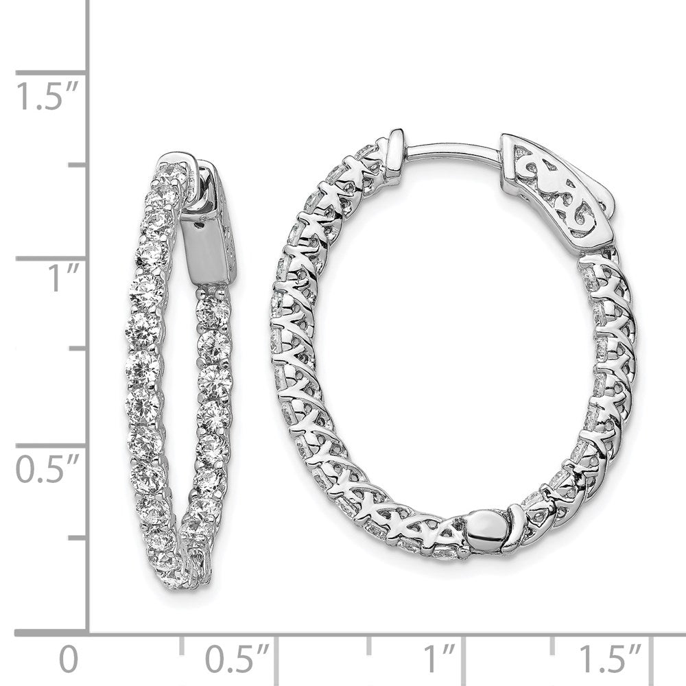 FJC Finejewelers 925 Sterling Silver Rhodium Plated CZ In and Out Oval Hoop Earrings 29 x 24 mm