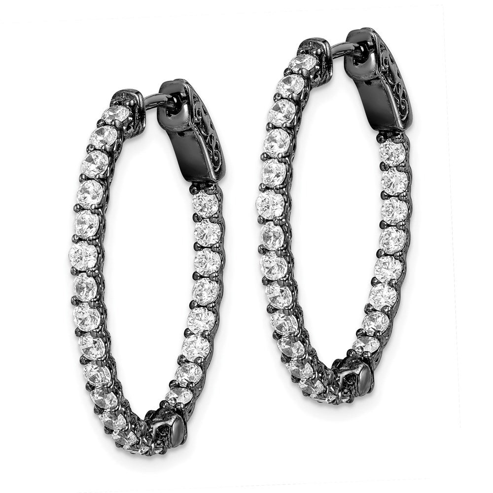 FJC Finejewelers 925 Sterling Silver Black Rhodium Plated In and Out CZ Oval Hoop Earrings 29 x 24 mm
