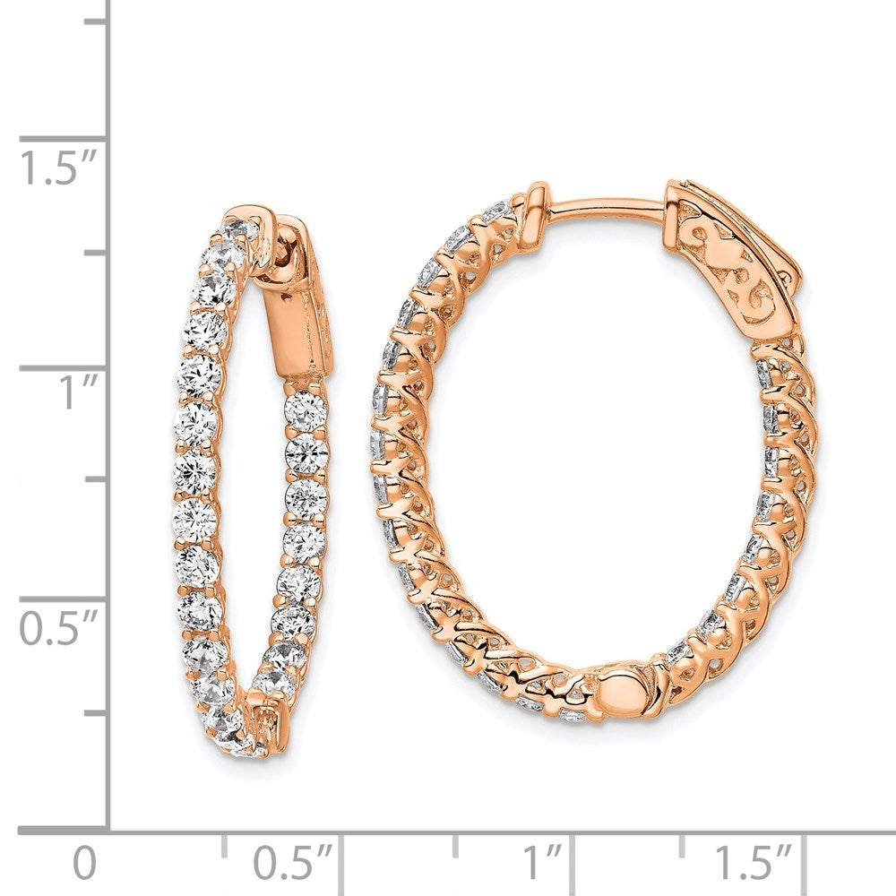 FJC Finejewelers 925 Sterling Silver Rose-tone CZ In and Out Oval Hoop Earrings 29 x 24 mm