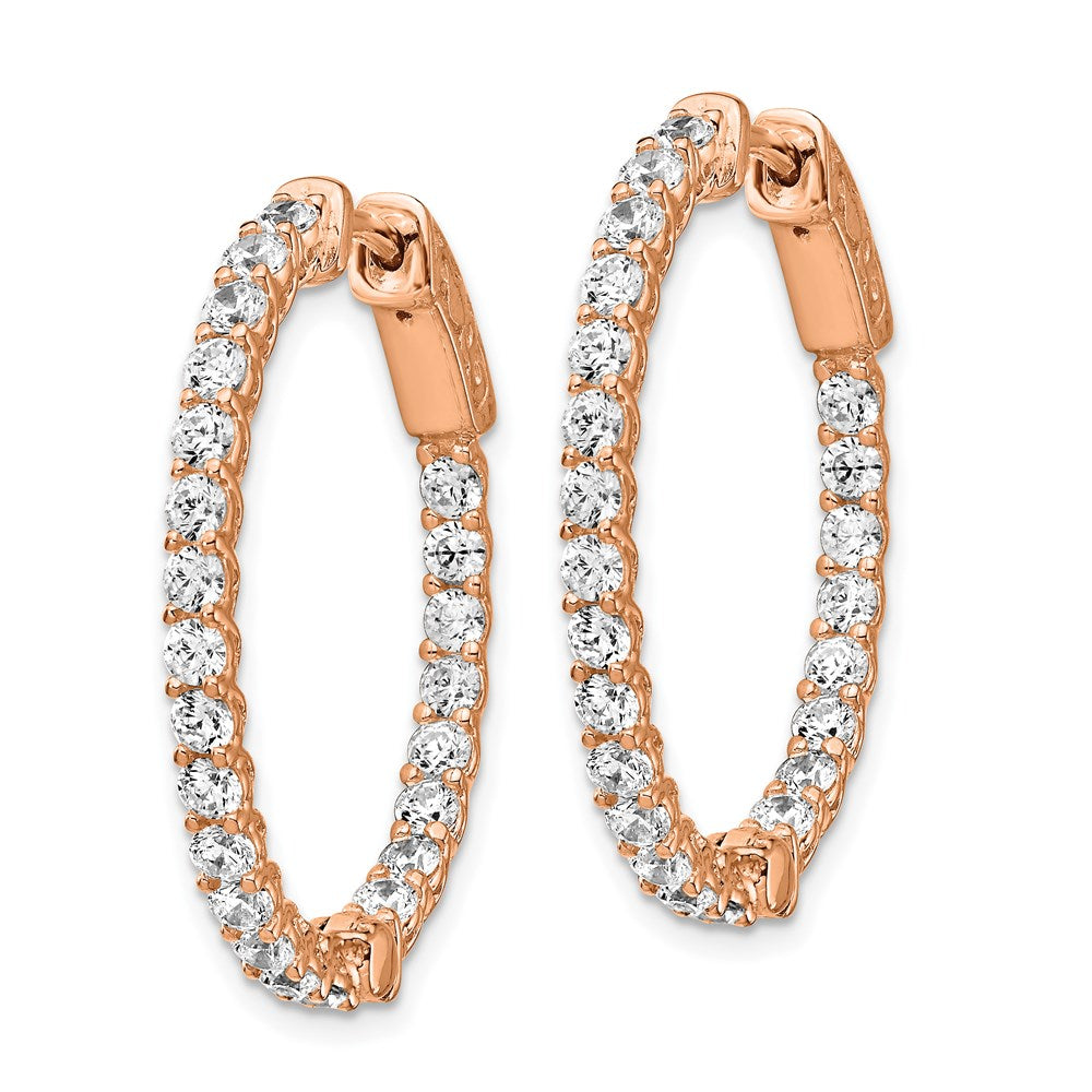 FJC Finejewelers 925 Sterling Silver Rose-tone CZ In and Out Oval Hoop Earrings 29 x 24 mm