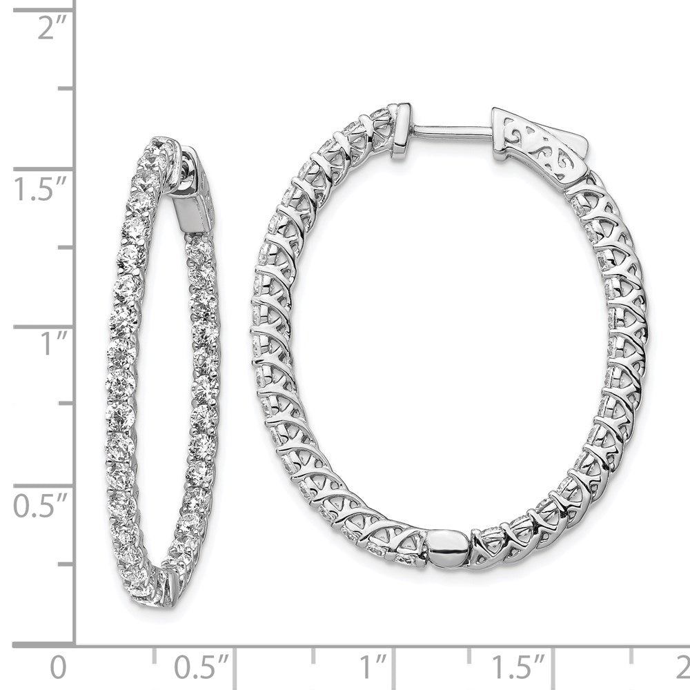 FJC Finejewelers 925 Sterling Silver Rhodium Plated CZ In and Out Oval Hoop Earrings 37 x 31 mm