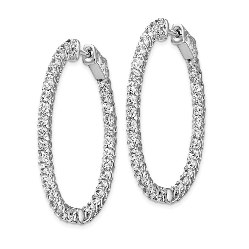 FJC Finejewelers 925 Sterling Silver Rhodium Plated CZ In and Out Oval Hoop Earrings 37 x 31 mm