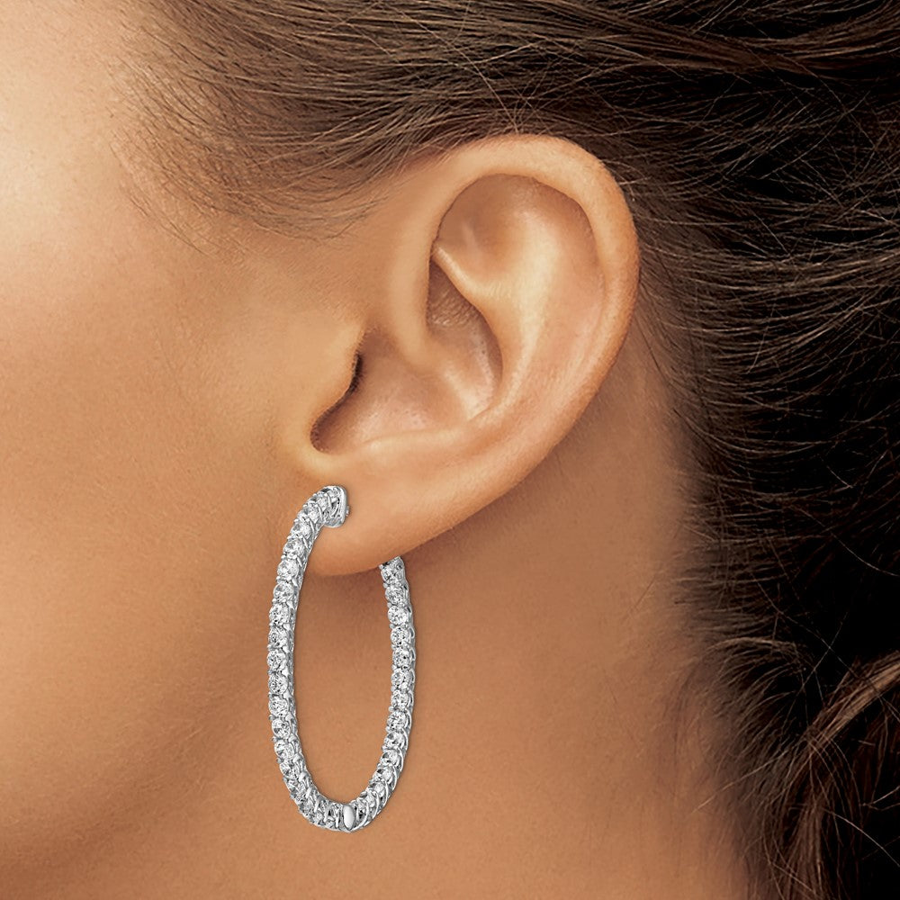 FJC Finejewelers 925 Sterling Silver Rhodium Plated CZ In and Out Oval Hoop Earrings 37 x 31 mm