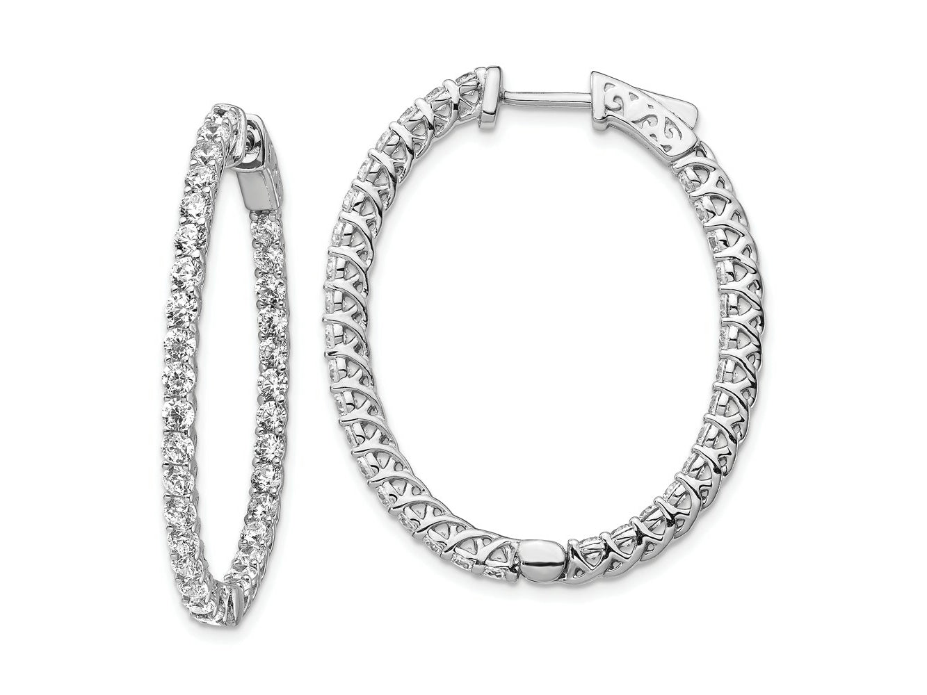 FJC Finejewelers 925 Sterling Silver Rhodium Plated CZ In and Out Oval Hoop Earrings 37 x 31 mm