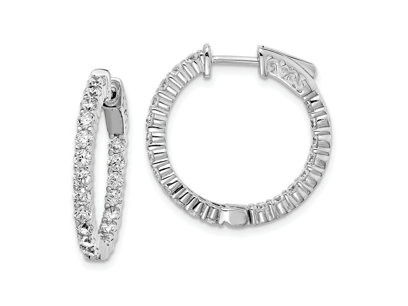 FJC Finejewelers 925 Sterling Silver Rhodium Plated CZ In and Out Round Hoop Earrings 22 x 23 mm