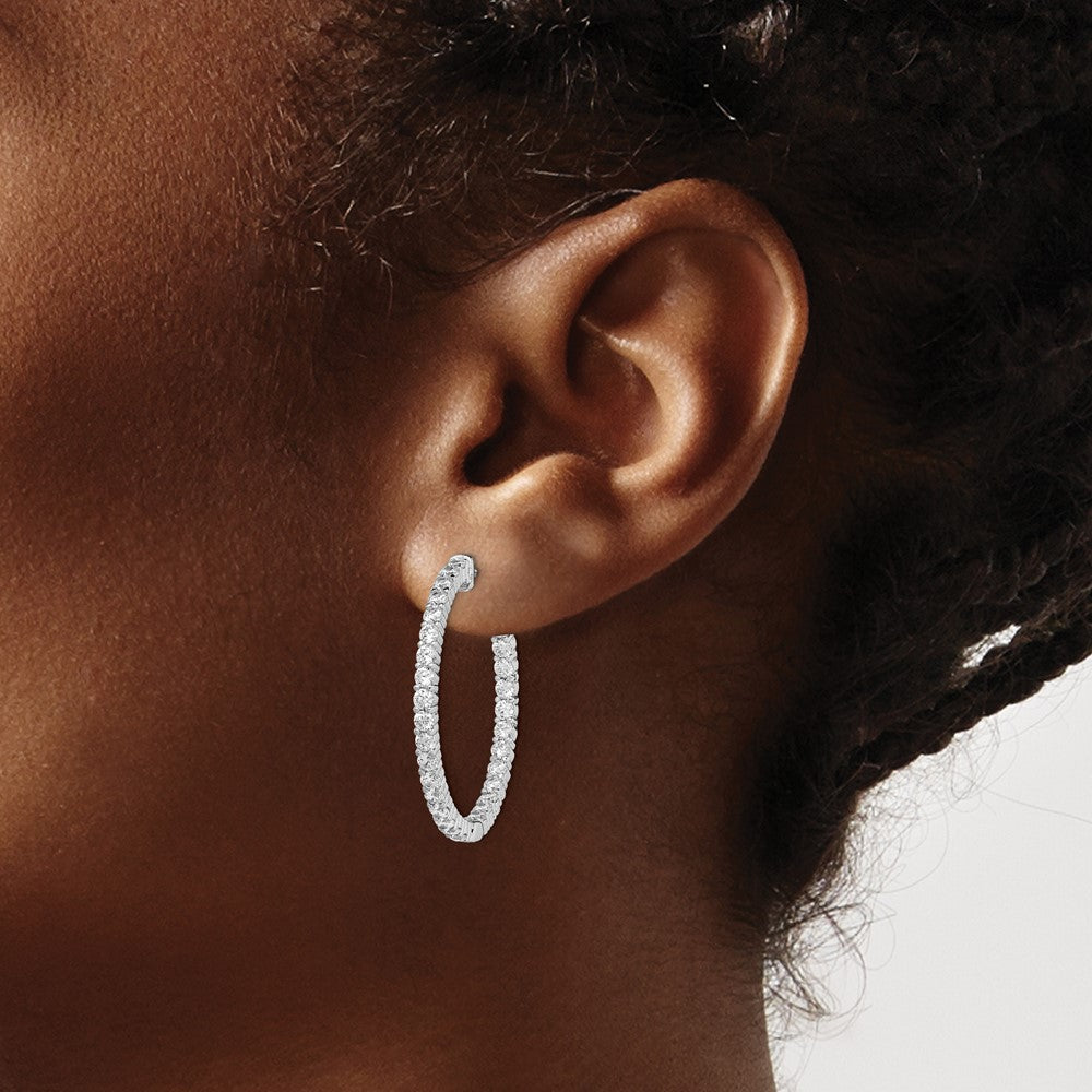FJC Finejewelers 925 Sterling Silver Rhodium Plated CZ In and Out Round Hoop Earrings 30 x 30 mm