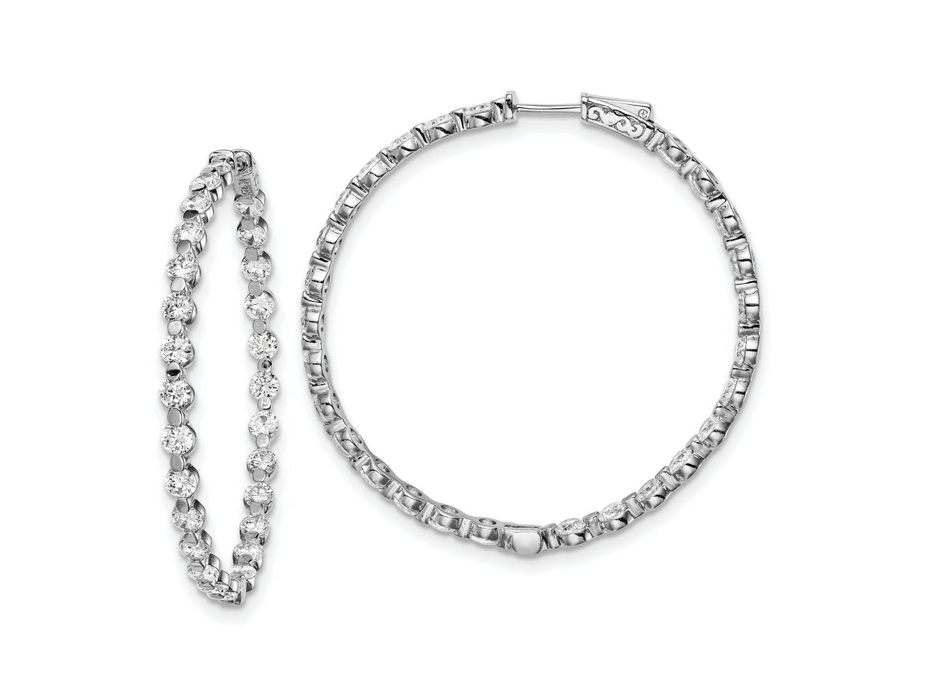 FJC Finejewelers 925 Sterling Silver Rhodium Plated CZ In and Out Round Hoop Earrings 47 x 46 mm