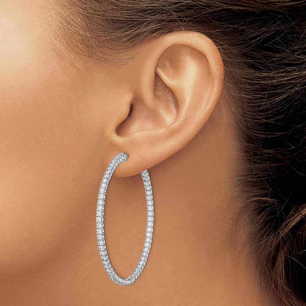 FJC Finejewelers 925 Sterling Silver Rhodium Plated CZ In and Out Round Hoop Earrings 55 x 55 mm