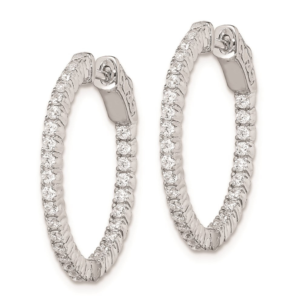 FJC Finejewelers 925 Sterling Silver Rhodium Plated In and Out CZ Hinged Hoop Earrings 23 x 24 mm