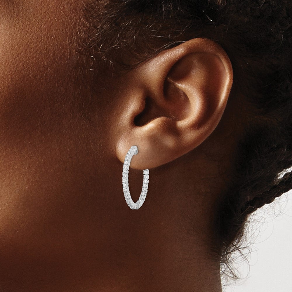 FJC Finejewelers 925 Sterling Silver Rhodium Plated In and Out CZ Hinged Hoop Earrings 23 x 24 mm