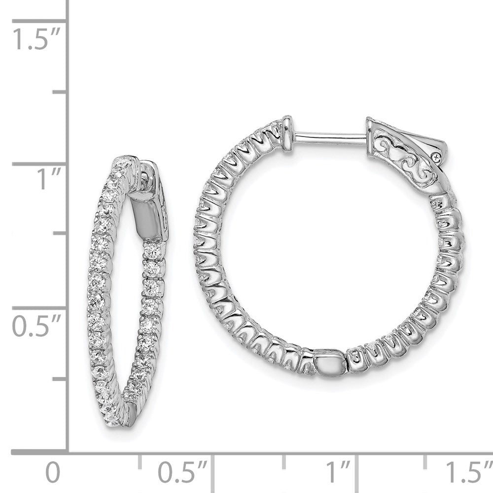 FJC Finejewelers 925 Sterling Silver Rhodium Plated In and Out CZ Hinged Hoop Earrings 23 x 24 mm