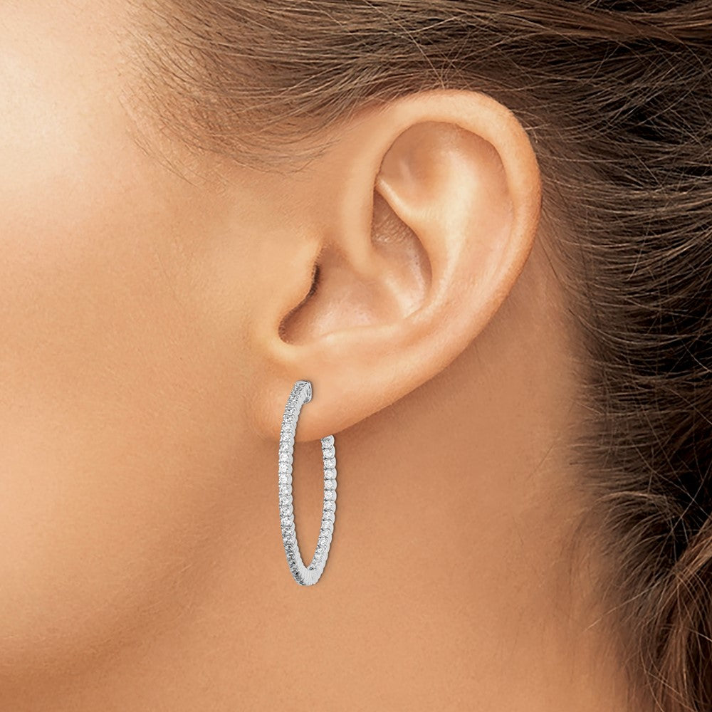 FJC Finejewelers 925 Sterling Silver Rhodium Plated CZ In and Out Hinged Hoop Earrings 34 x 34 mm