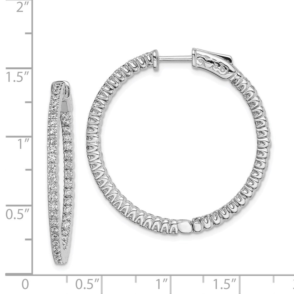 FJC Finejewelers 925 Sterling Silver Rhodium Plated CZ In and Out Hinged Hoop Earrings 34 x 34 mm