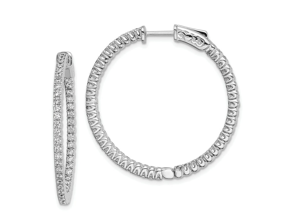 FJC Finejewelers 925 Sterling Silver Rhodium Plated CZ In and Out Hinged Hoop Earrings 34 x 34 mm