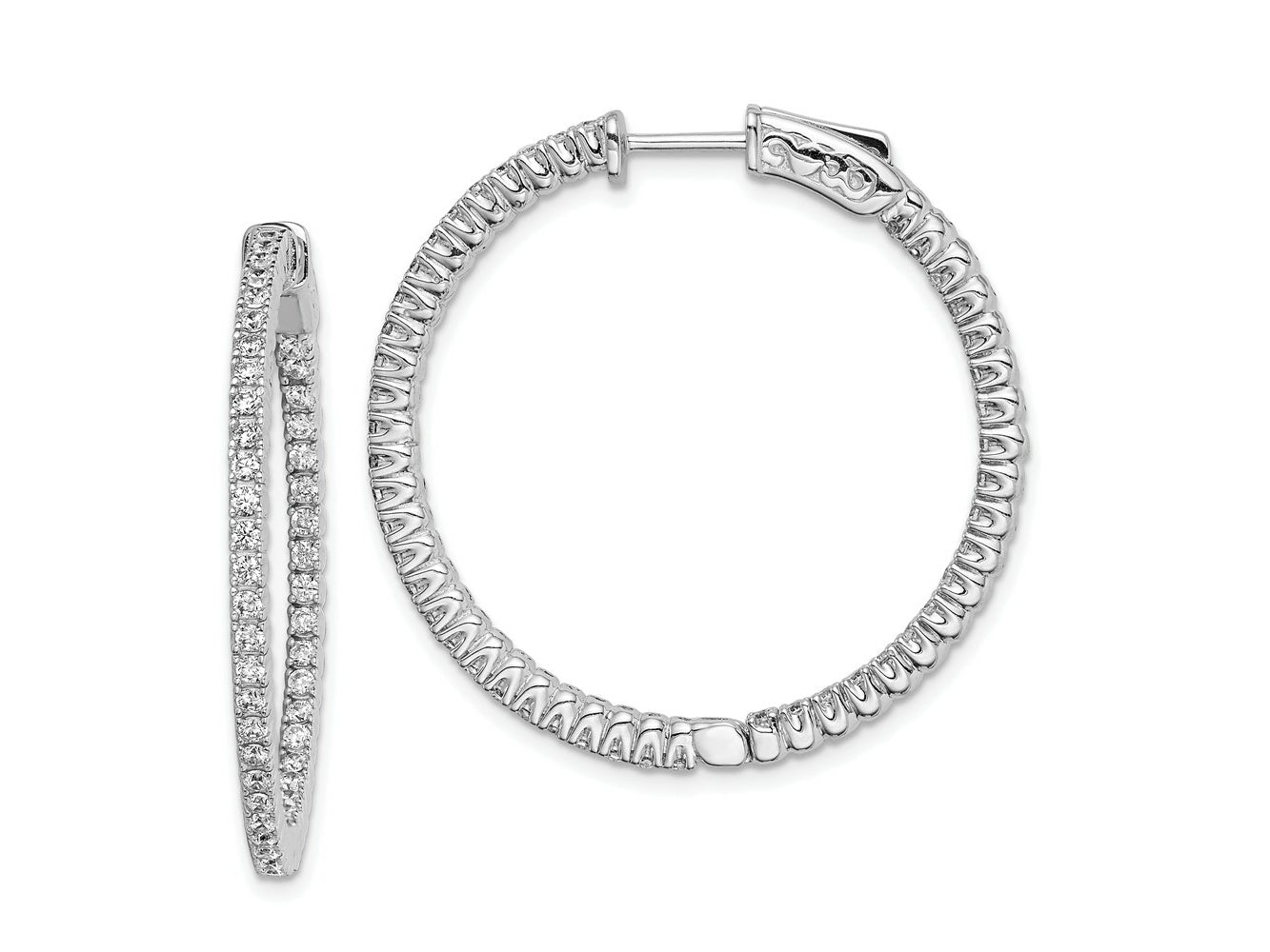 FJC Finejewelers 925 Sterling Silver Rhodium Plated CZ In and Out Hinged Hoop Earrings 34 x 34 mm