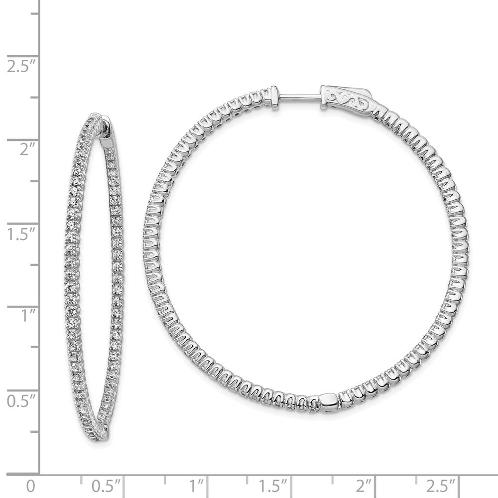 FJC Finejewelers 925 Sterling Silver Rhodium Plated CZ In and Out Hinged Hoop Earrings 49 x 49 mm