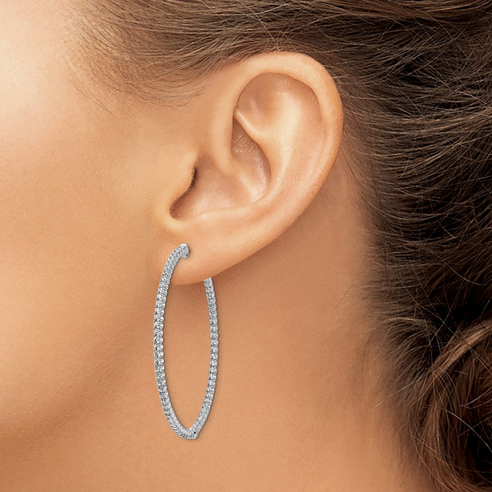 FJC Finejewelers 925 Sterling Silver Rhodium Plated CZ In and Out Hinged Hoop Earrings 49 x 49 mm