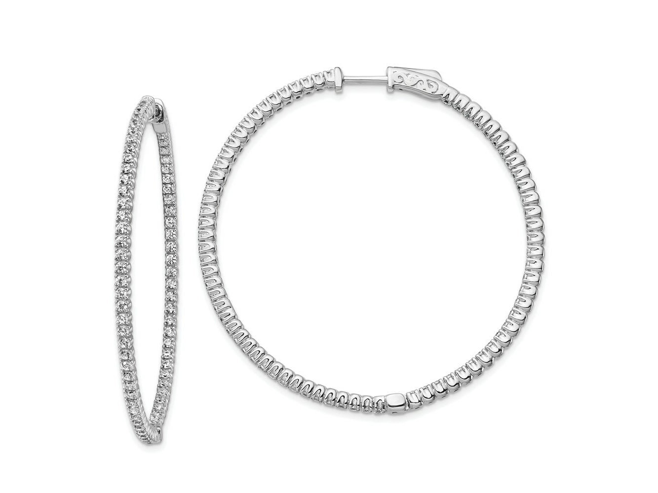 FJC Finejewelers 925 Sterling Silver Rhodium Plated CZ In and Out Hinged Hoop Earrings 49 x 49 mm