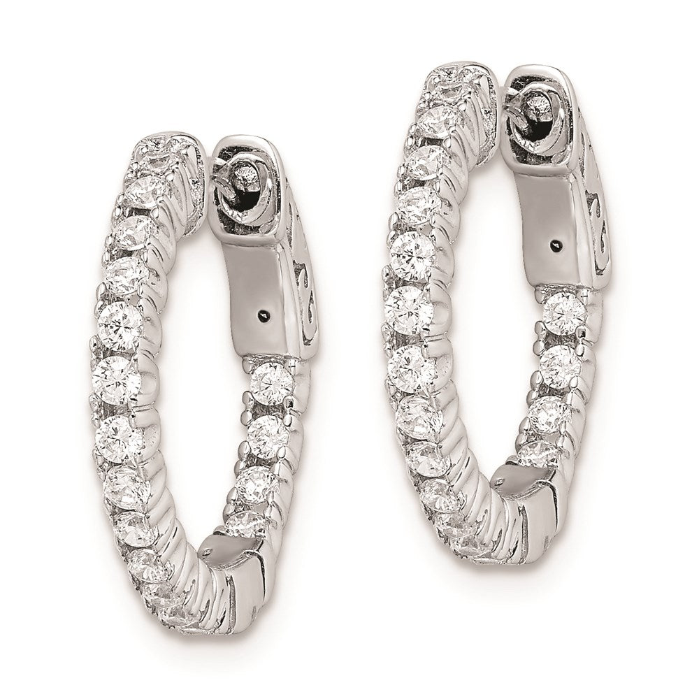 FJC Finejewelers 925 Sterling Silver Rhodium Plated CZ In and Out Round Hinged Hoop Earrings 16 x 17 mm