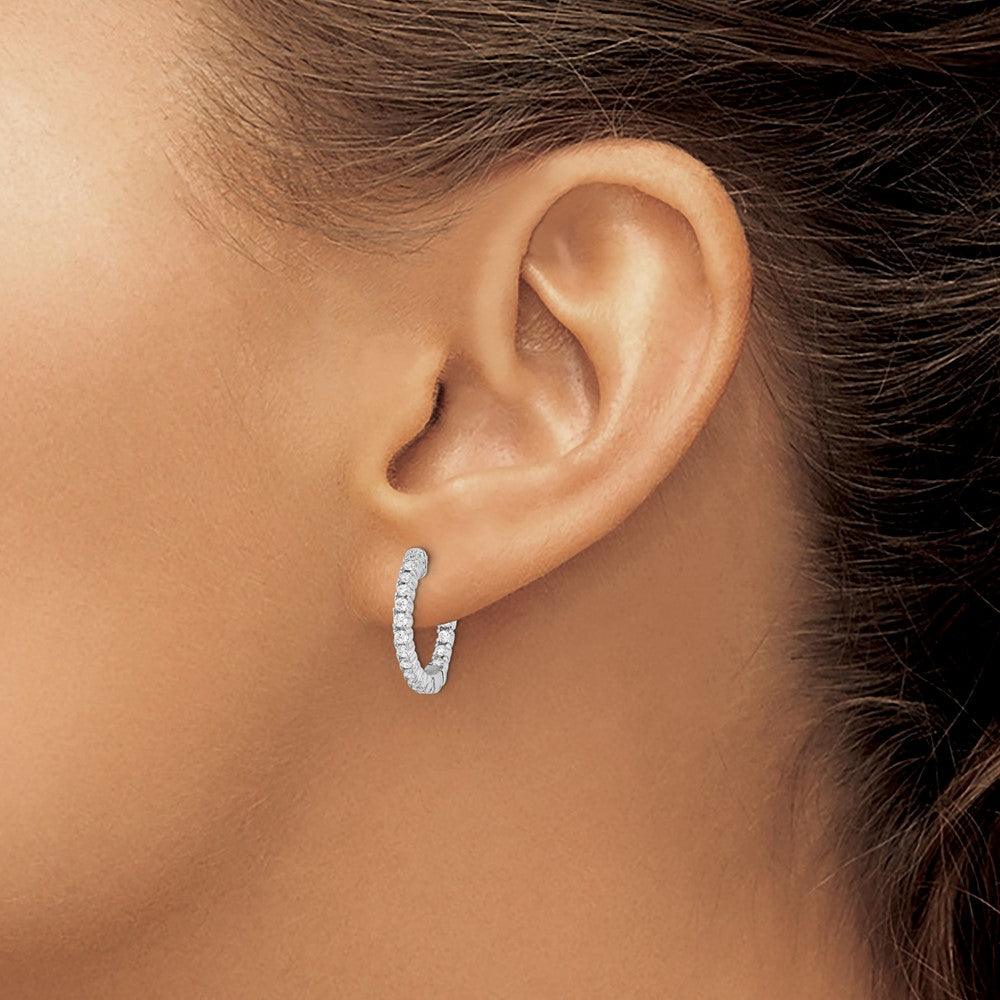 FJC Finejewelers 925 Sterling Silver Rhodium Plated CZ In and Out Round Hinged Hoop Earrings 16 x 17 mm