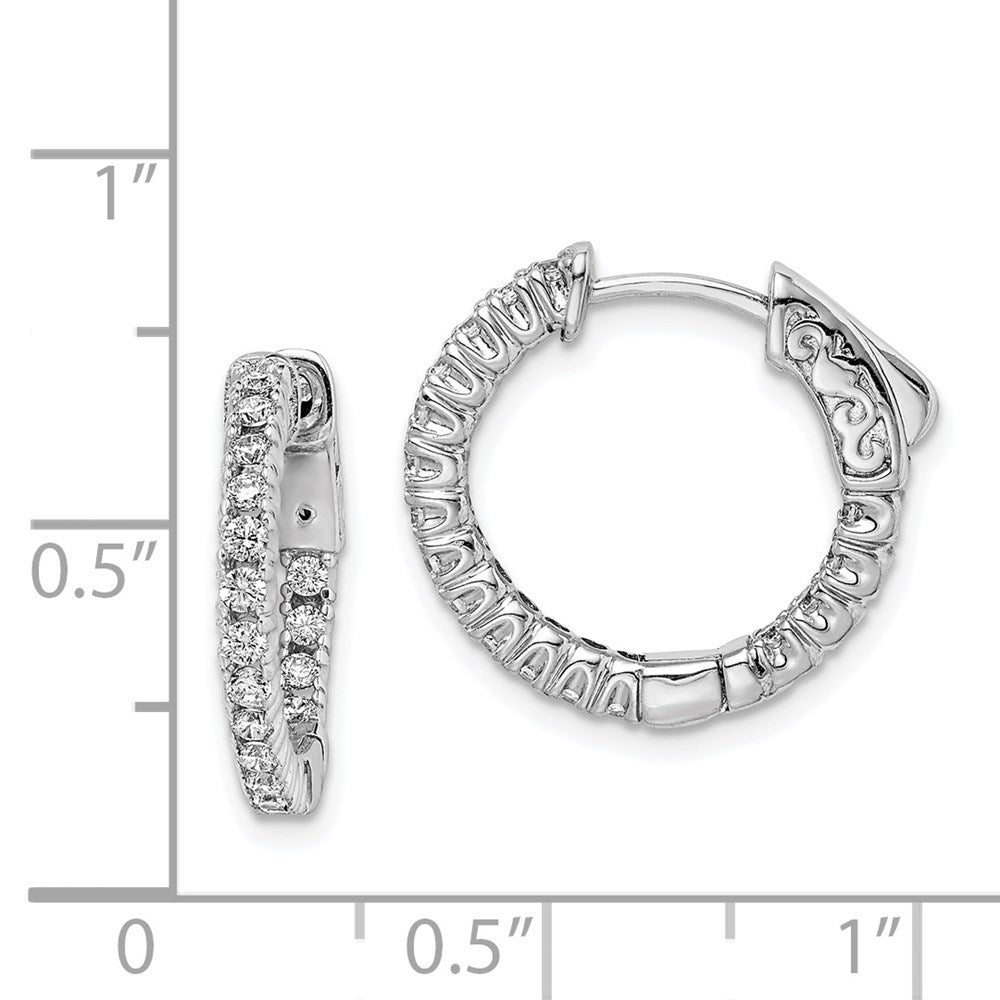 FJC Finejewelers 925 Sterling Silver Rhodium Plated CZ In and Out Round Hinged Hoop Earrings 16 x 17 mm