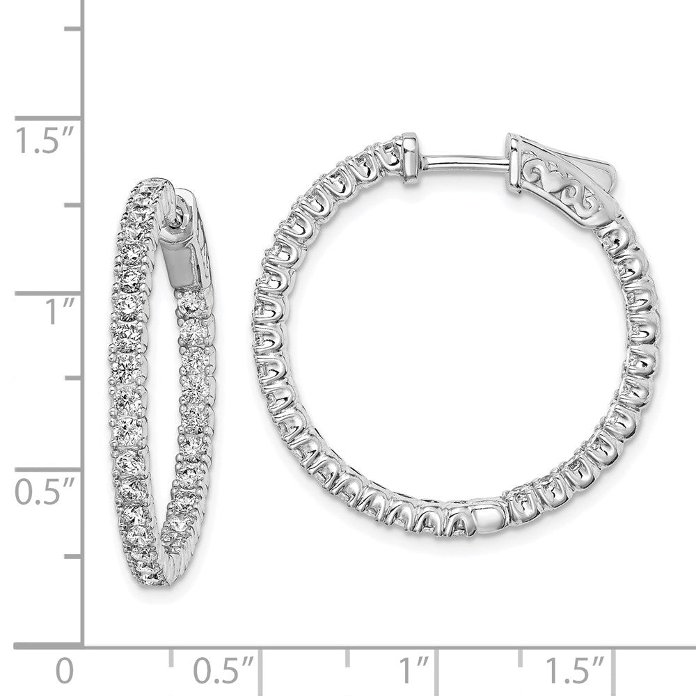 FJC Finejewelers 925 Sterling Silver Rhodium Plated In and Out CZ Round Hinged Hoop Earrings 28 x 29 mm