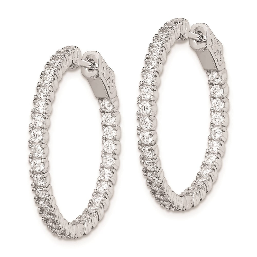 FJC Finejewelers 925 Sterling Silver Rhodium Plated In and Out CZ Round Hinged Hoop Earrings 28 x 29 mm