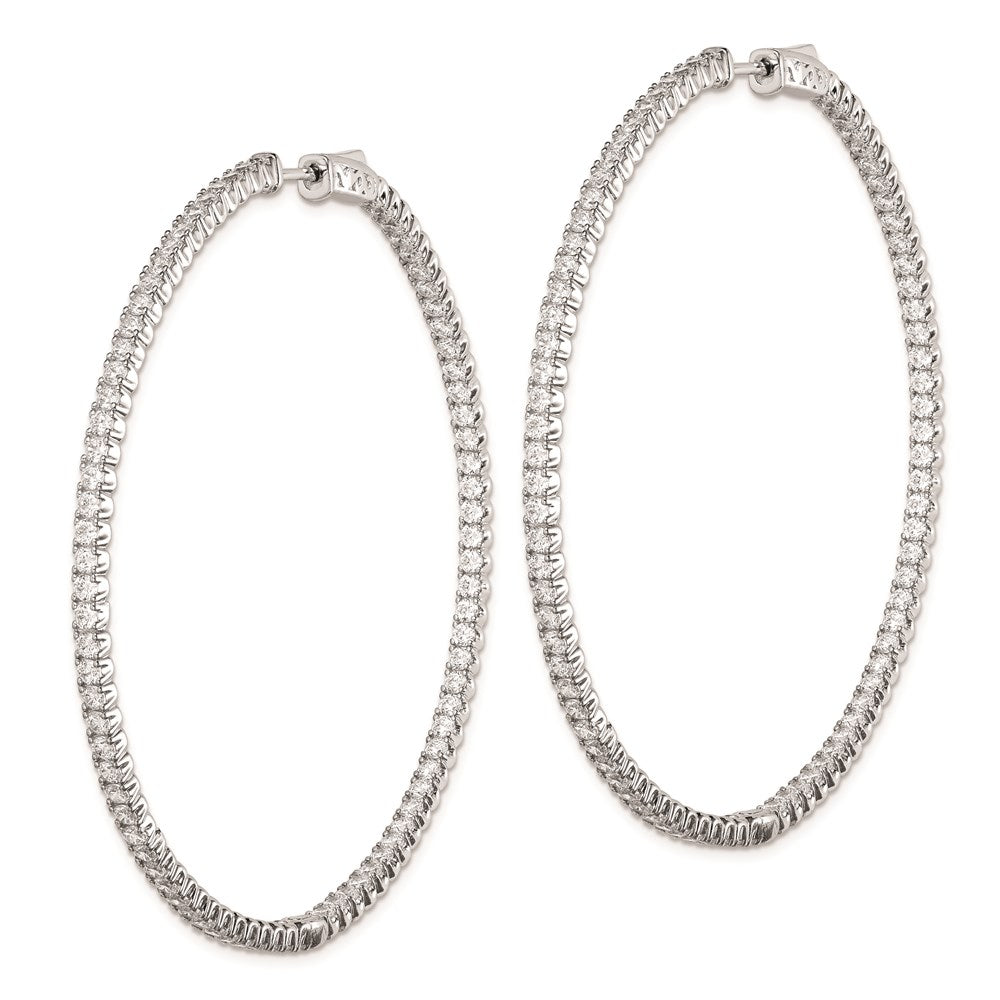 FJC Finejewelers 925 Sterling Silver Rhodium Plated CZ In and Out Hinged Hoop Earrings 65 x 66 mm