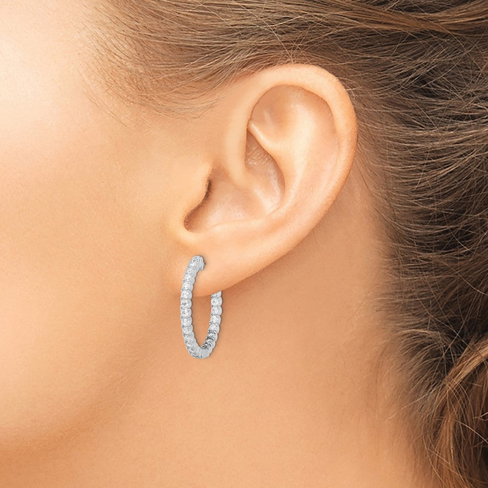 FJC Finejewelers 925 Sterling Silver Rhodium Plated CZ In and Out Hinged Hoop Earrings 26 x 26 mm