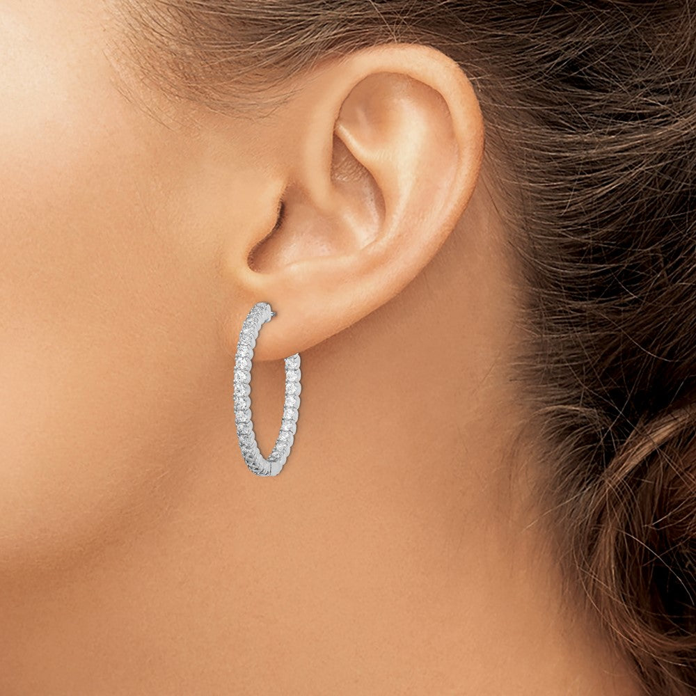 FJC Finejewelers 925 Sterling Silver Rhodium Plated In and Out Hinged Hoop Earrings 32 x 31 mm