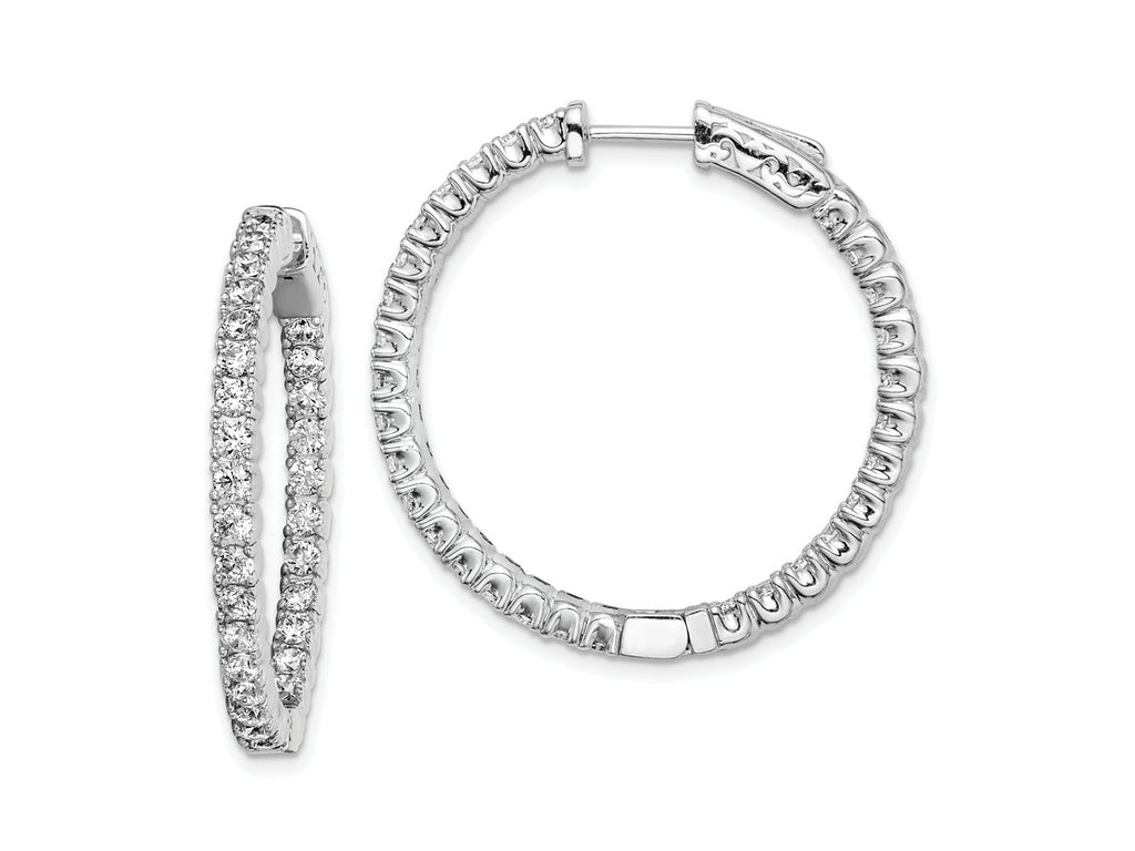 FJC Finejewelers 925 Sterling Silver Rhodium Plated In and Out Hinged Hoop Earrings 32 x 31 mm