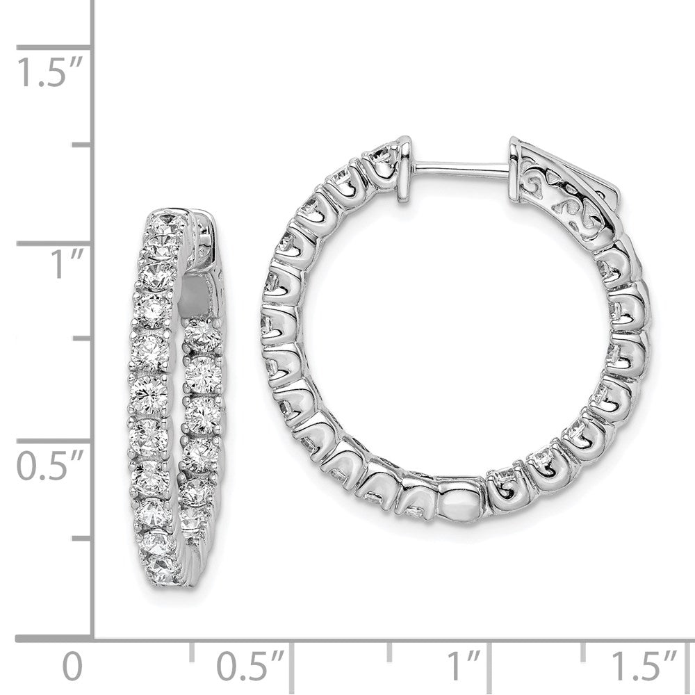FJC Finejewelers 925 Sterling Silver Rhodium Plated CZ In and Out Hinged Hoop Earrings 25 x 24 mm