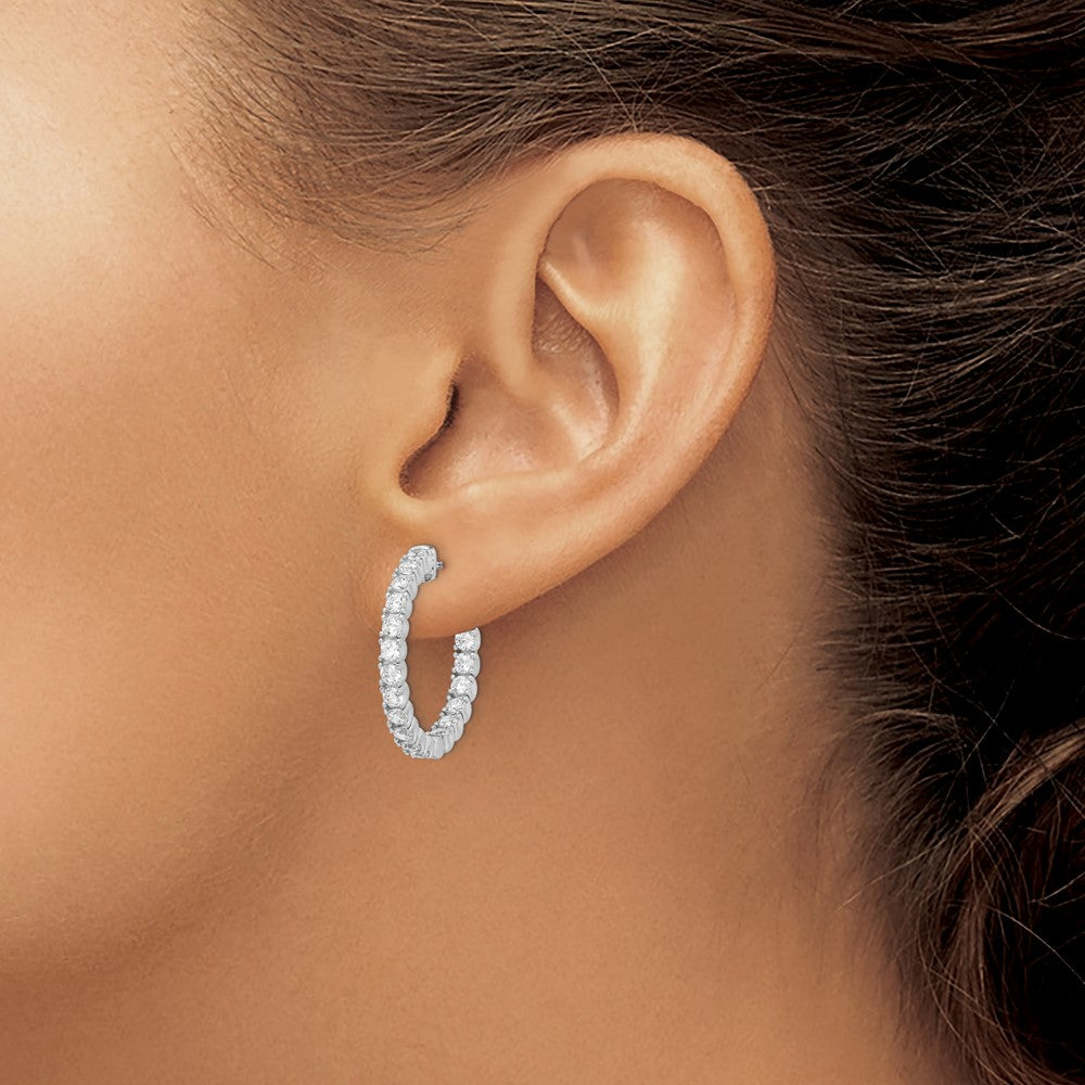 FJC Finejewelers 925 Sterling Silver Rhodium Plated CZ In and Out Hinged Hoop Earrings 25 x 24 mm