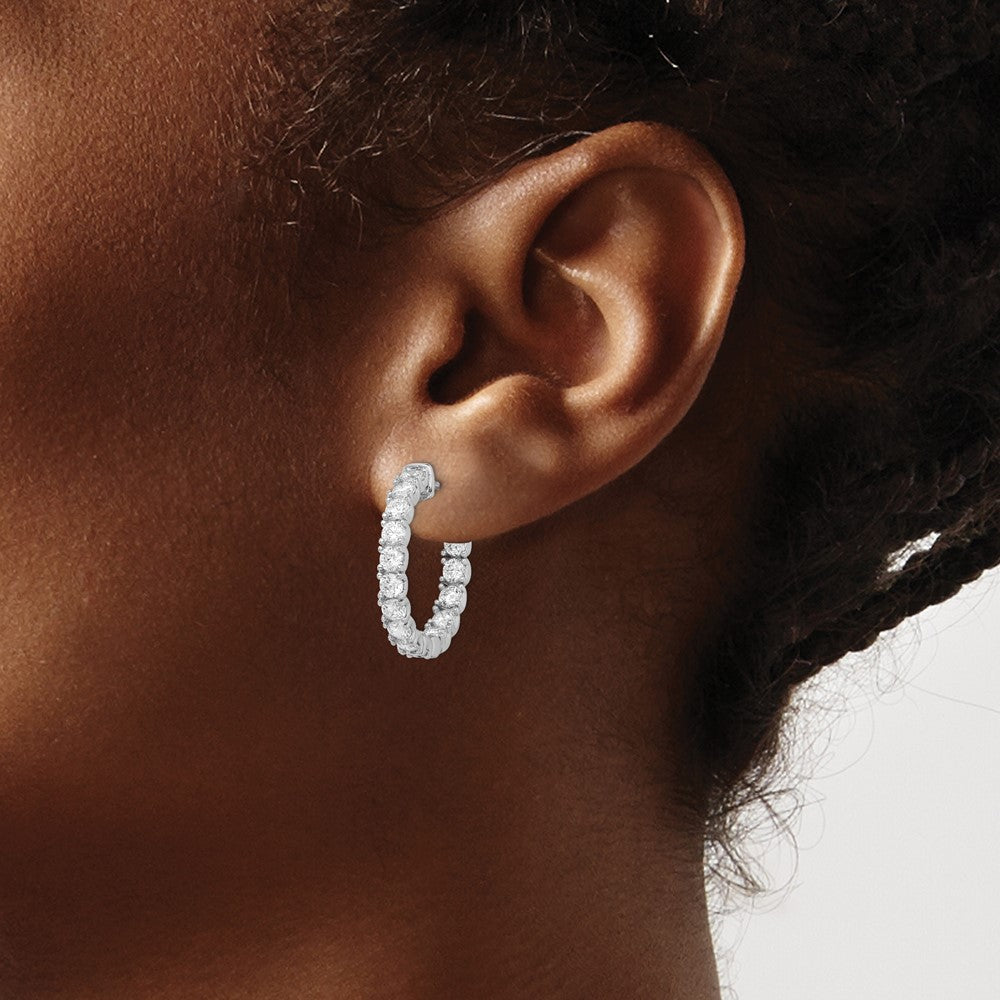 FJC Finejewelers 925 Sterling Silver Rhodium Plated CZ In and Out Hinged Hoop Earrings 23 x 23 mm