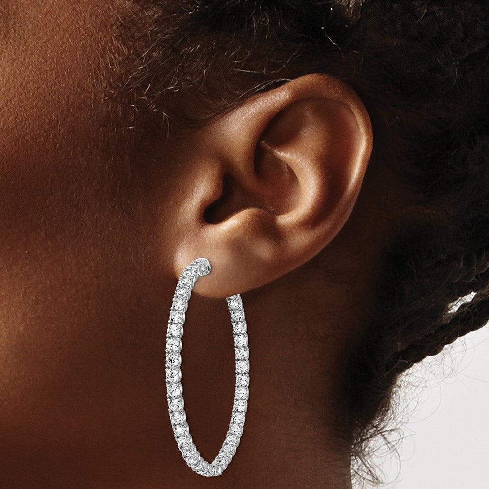 FJC Finejewelers 925 Sterling Silver Rhodium Plated CZ In and Out Hinged Hoop Earrings 49 x 48 mm