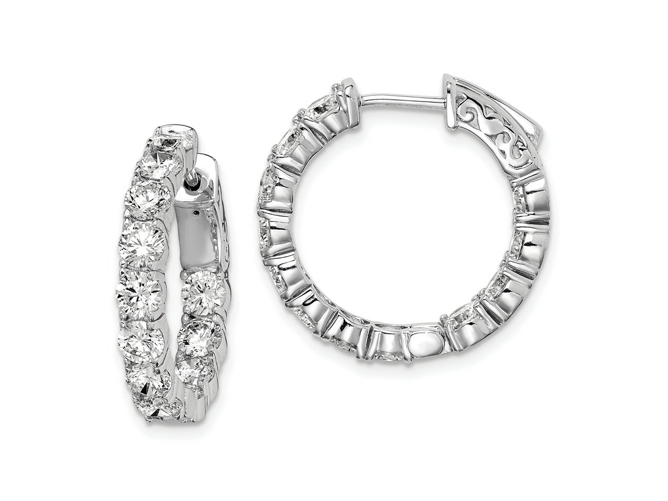 FJC Finejewelers 925 Sterling Silver Rhodium Plated CZ In and Out Hinged Hoop Earrings 21 x 21 mm