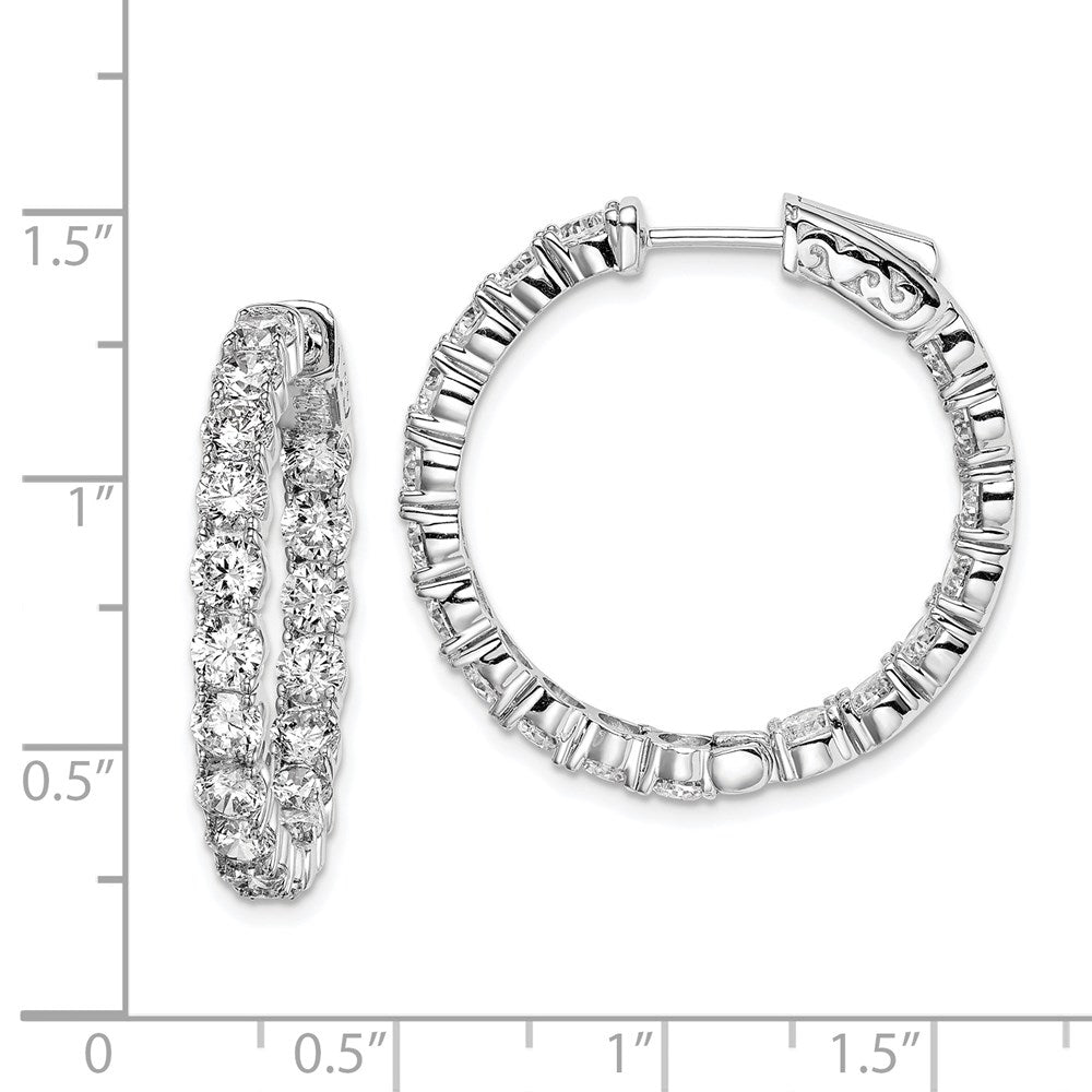 FJC Finejewelers 925 Sterling Silver Rhodium Plated CZ In and Out Hinged Hoop Earrings 28 x 28 mm