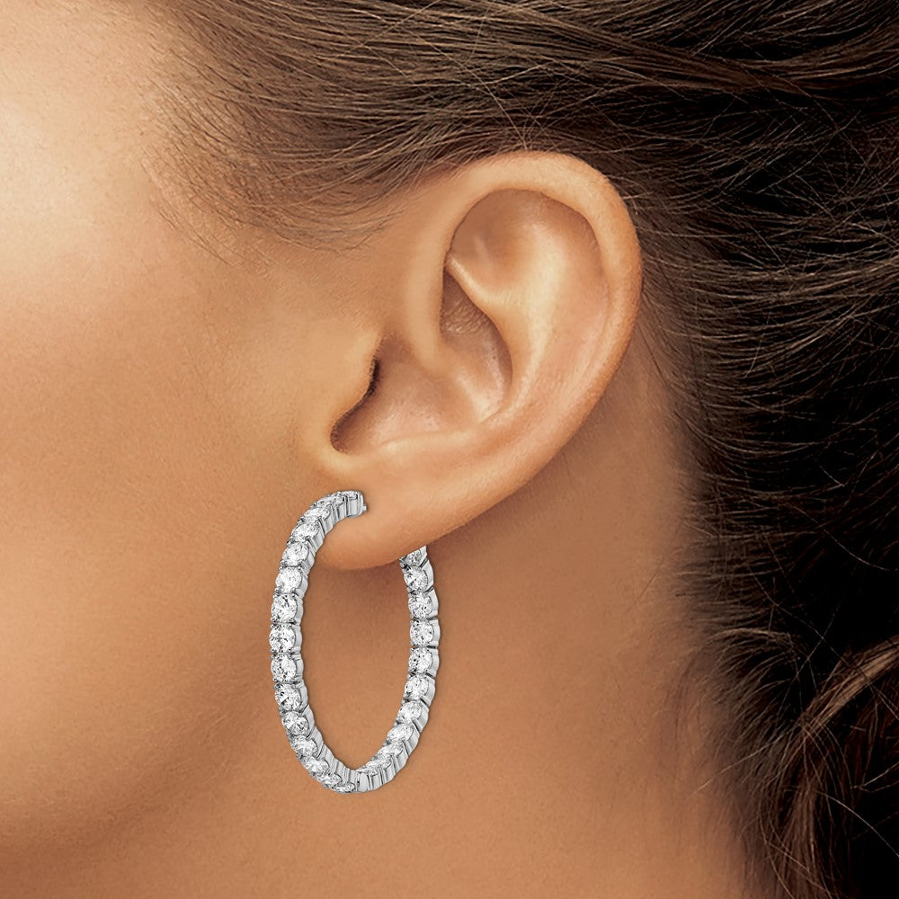 FJC Finejewelers 925 Sterling Silver Rhodium Plated CZ In and Out Hinged Hoop Earrings 38 x 38 mm