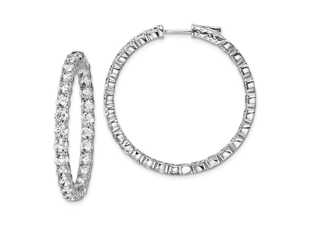 FJC Finejewelers 925 Sterling Silver Rhodium Plated CZ In and Out Hinged Hoop Earrings 38 x 38 mm