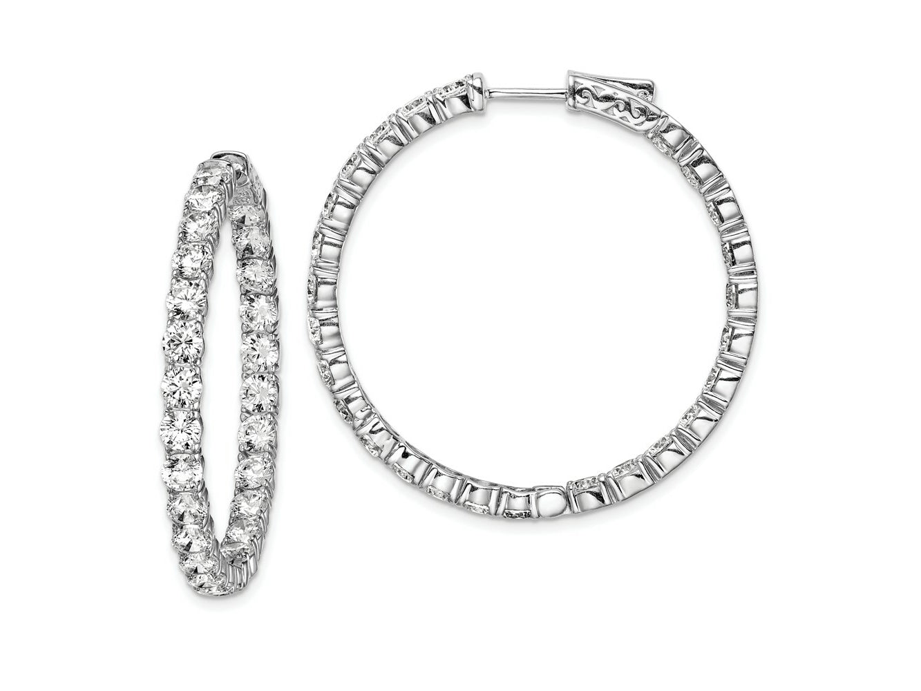 FJC Finejewelers 925 Sterling Silver Rhodium Plated CZ In and Out Hinged Hoop Earrings 38 x 38 mm