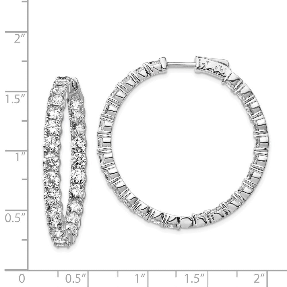 FJC Finejewelers 925 Sterling Silver Rhodium Plated CZ In and Out Hinged Hoop Earrings 36 x 36 mm