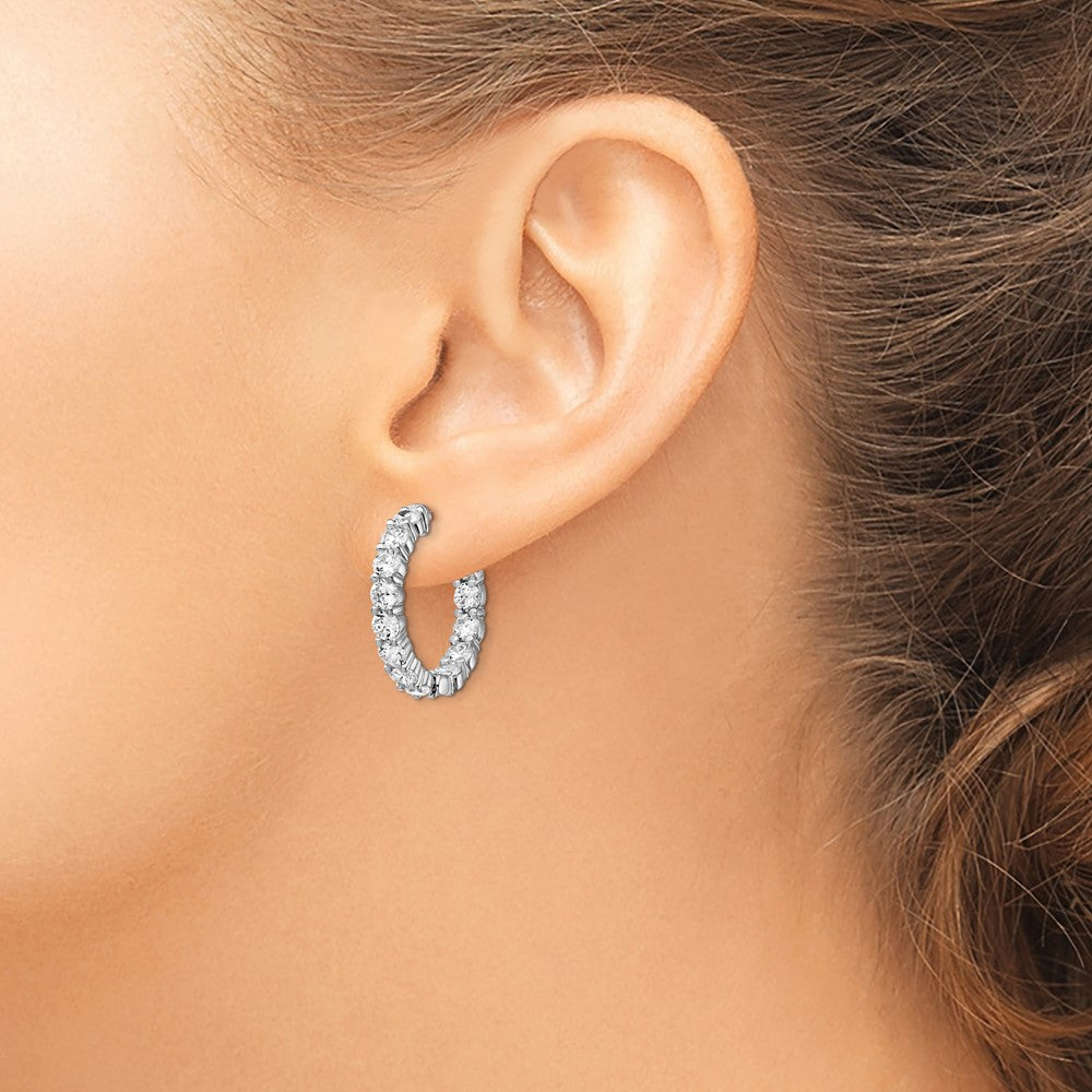 FJC Finejewelers 925 Sterling Silver Rhodium Plated CZ In and Out Hinged Hoop Earrings 21 x 22 mm