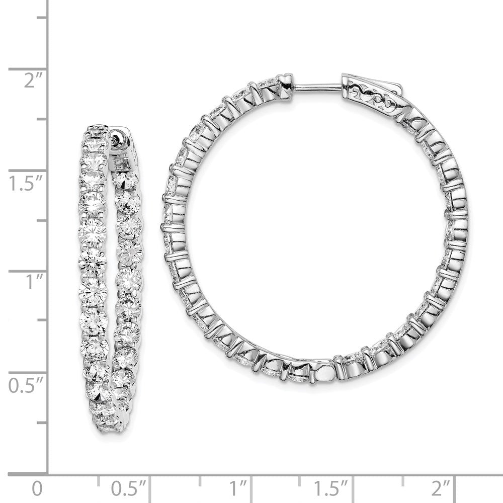 FJC Finejewelers 925 Sterling Silver Rhodium Plated CZ In and Out Hinged Hoop Earrings 38 x 37 mm