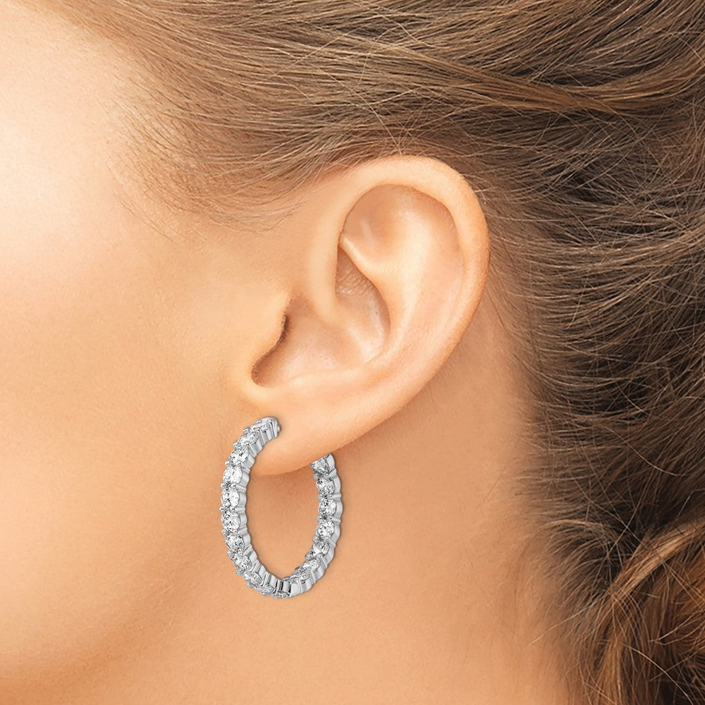 FJC Finejewelers 925 Sterling Silver Rhodium Plated CZ In and Out Hinged Hoop Earrings 29 x 29 mm