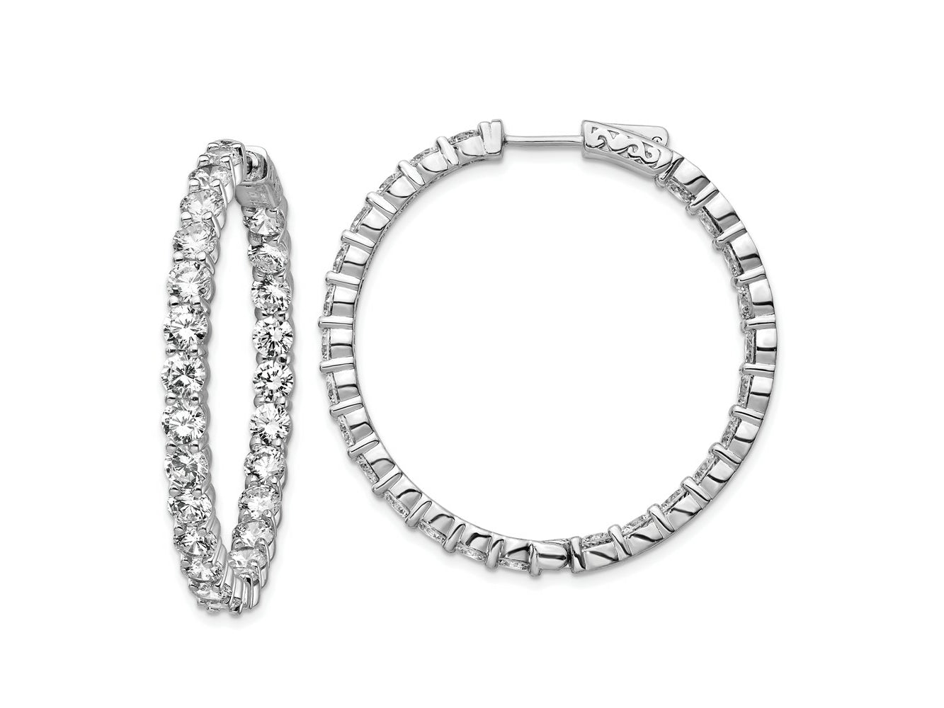 FJC Finejewelers 925 Sterling Silver Rhodium Plated CZ In and Out Hinged Hoop Earrings 39 x 39 mm