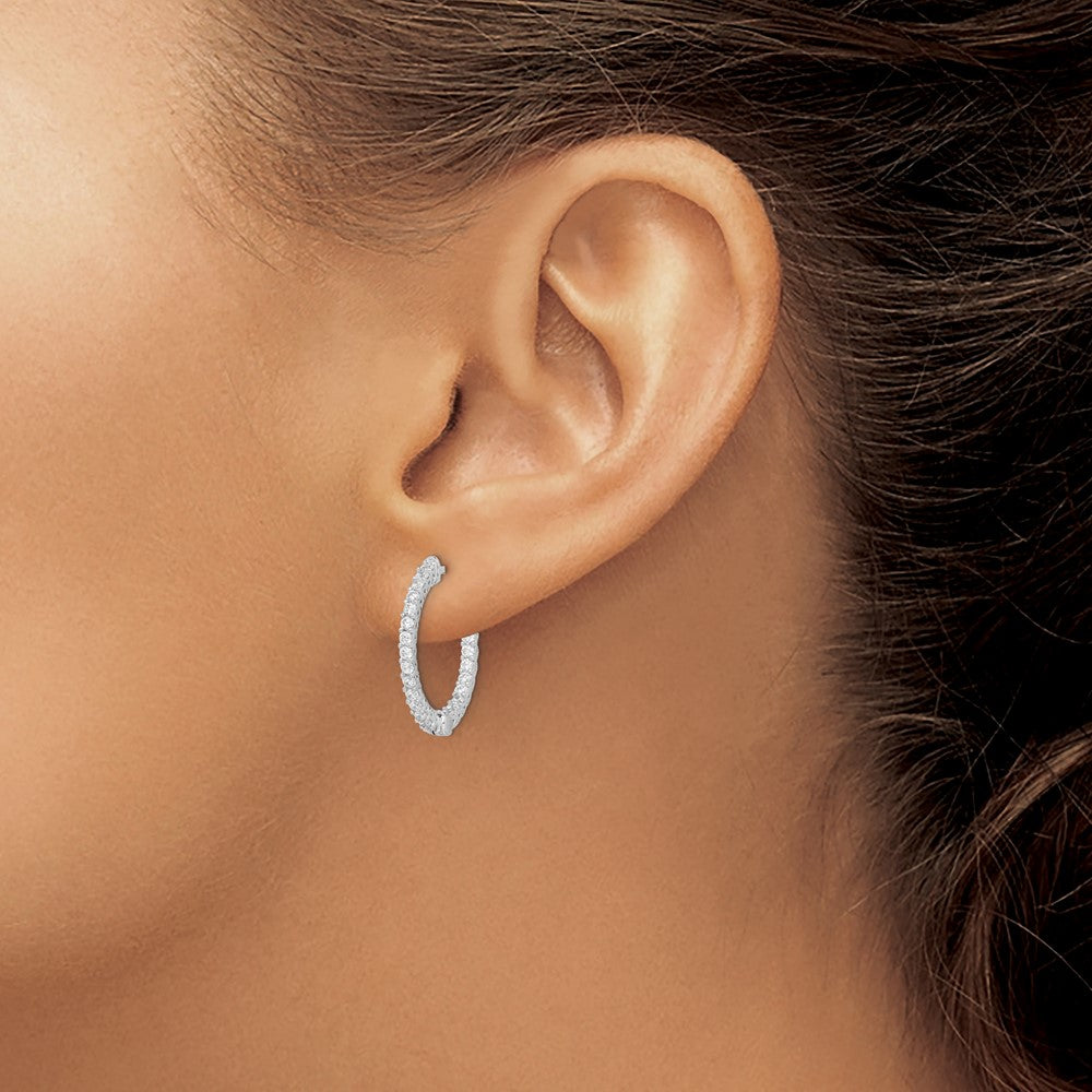 FJC Finejewelers 925 Sterling Silver Rhodium Plated CZ In and Out Hinged Hoop Earrings 21 x 21 mm