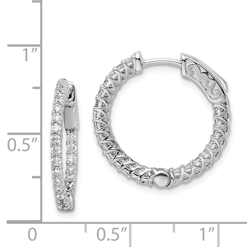 FJC Finejewelers 925 Sterling Silver Rhodium Plated CZ In and Out Hinged Hoop Earrings 21 x 21 mm