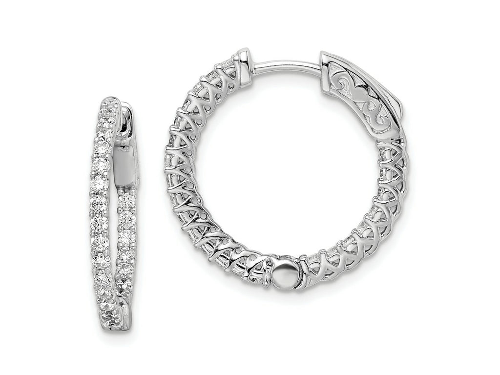 FJC Finejewelers 925 Sterling Silver Rhodium Plated CZ In and Out Hinged Hoop Earrings 21 x 21 mm
