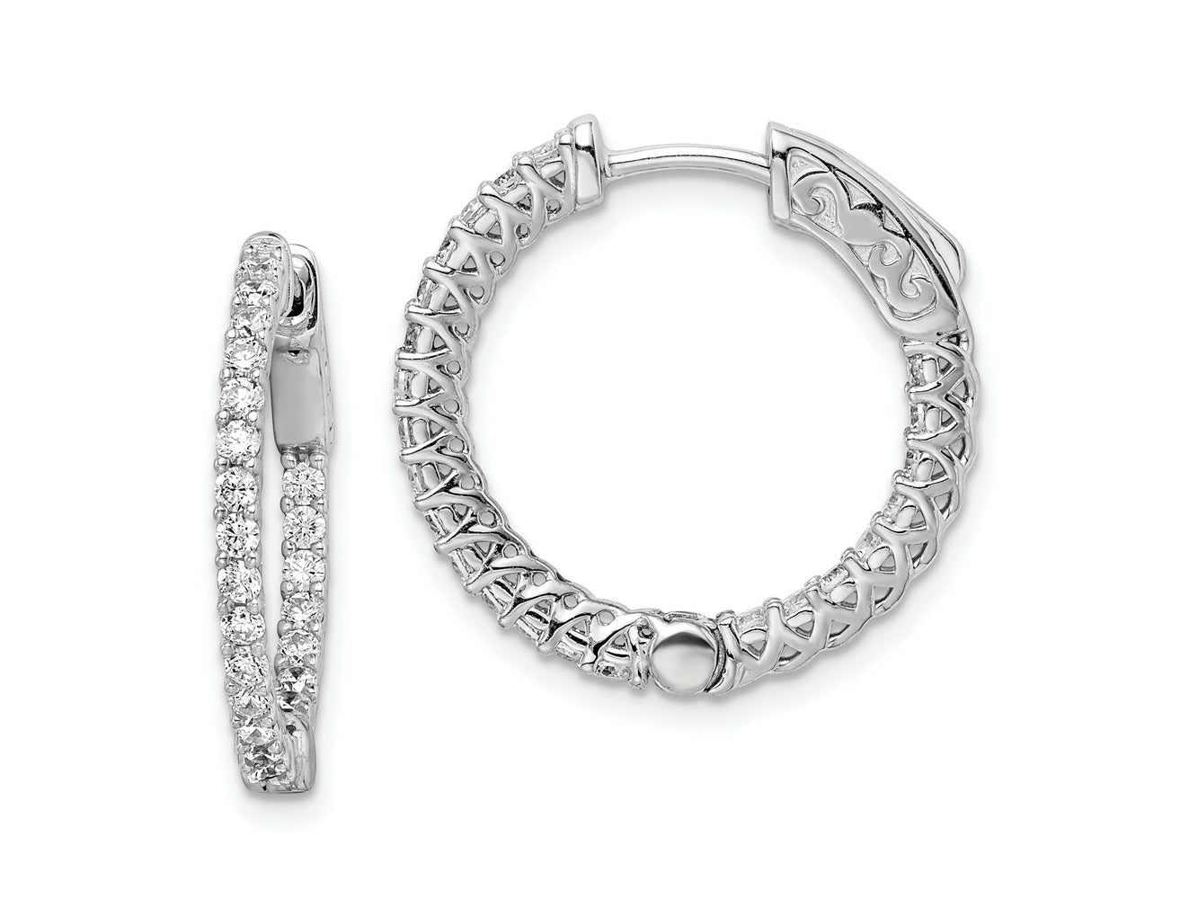 FJC Finejewelers 925 Sterling Silver Rhodium Plated CZ In and Out Hinged Hoop Earrings 21 x 21 mm