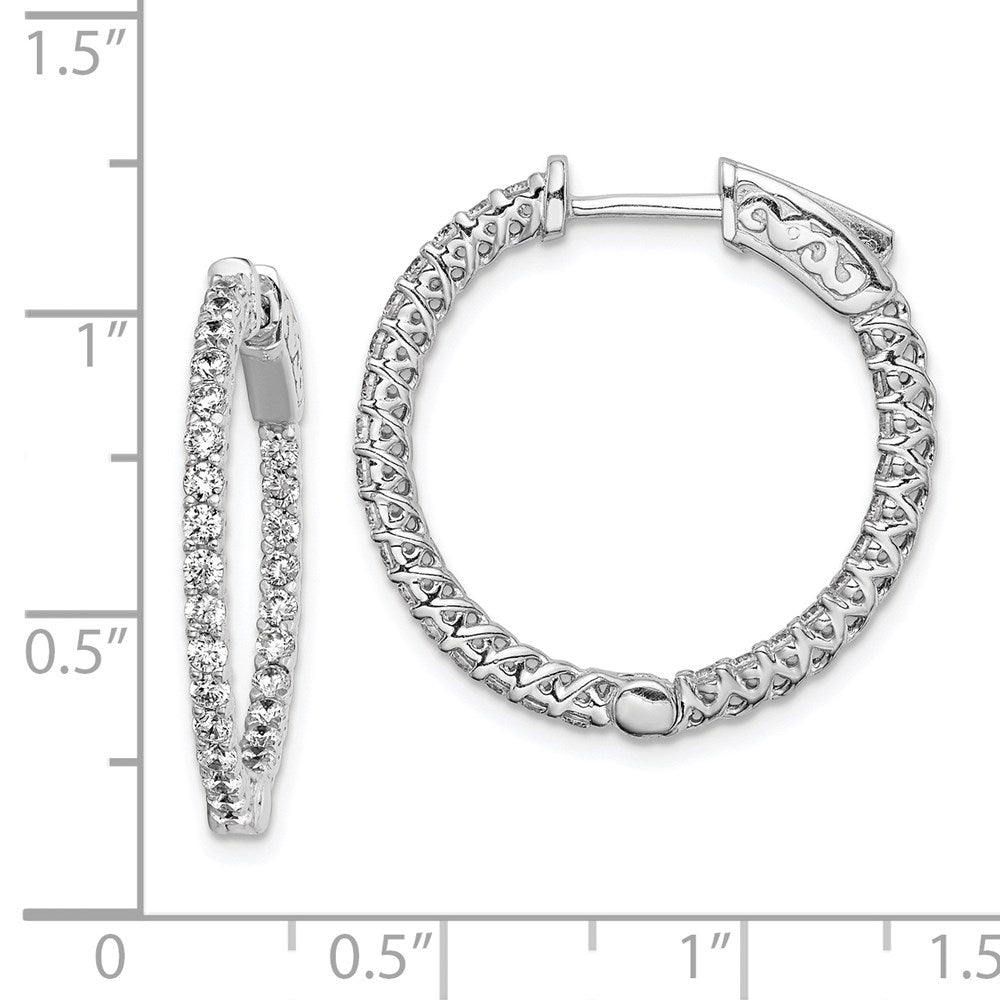 FJC Finejewelers 925 Sterling Silver Rhodium Plated CZ In and Out Hinged Hoop Earrings 24 x 24 mm